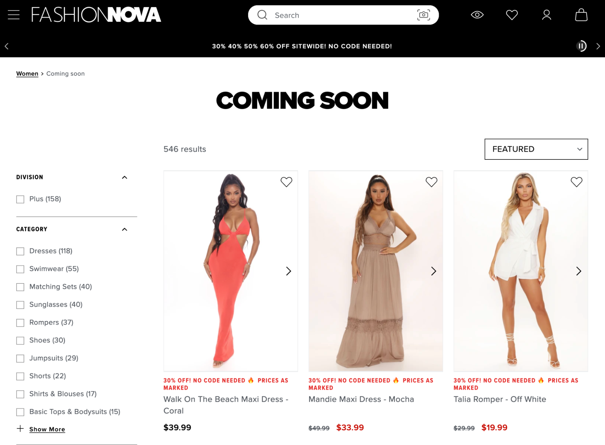 fashion nova coming soon page example