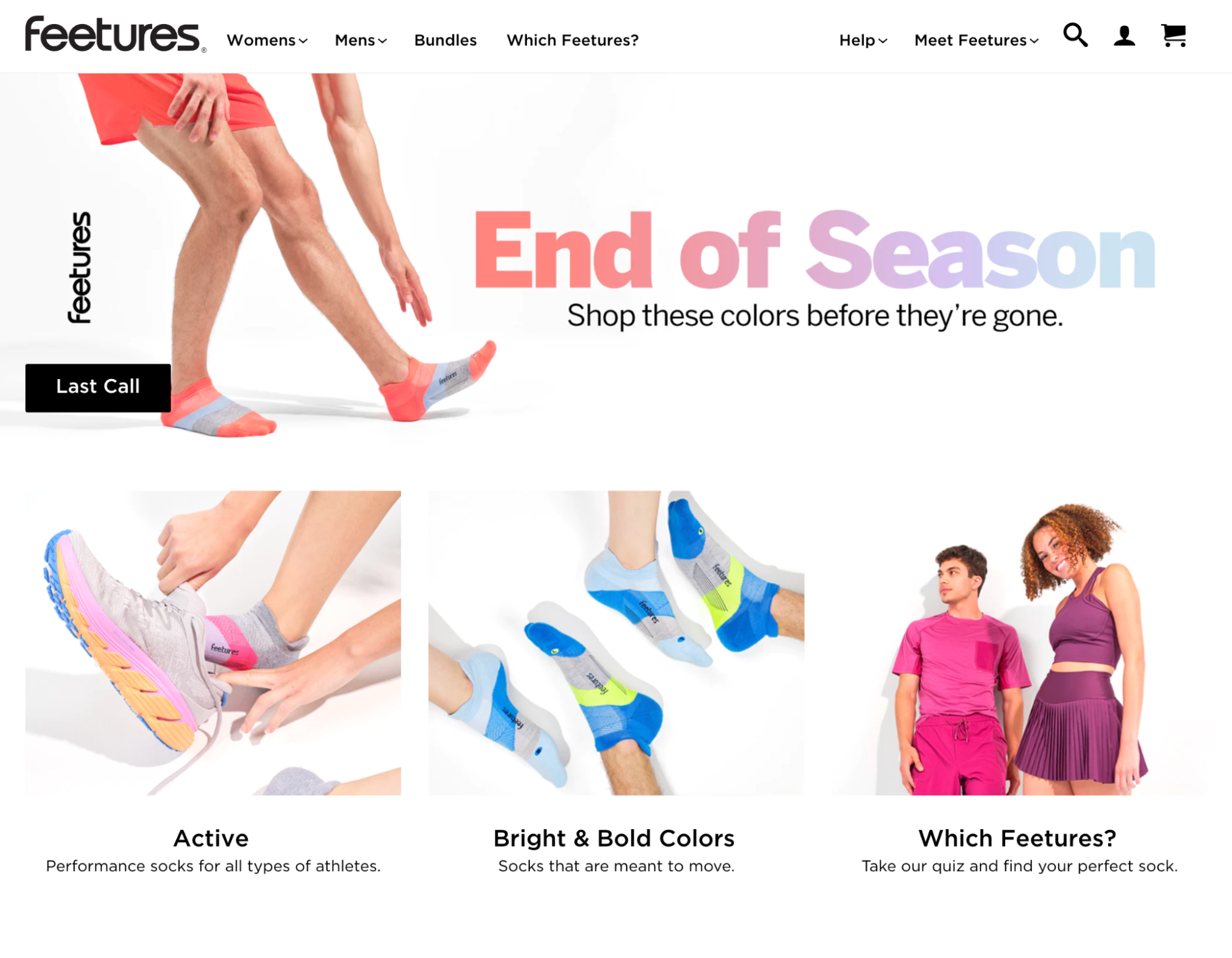 Example of Feetures landing page after clicking an ad from Google