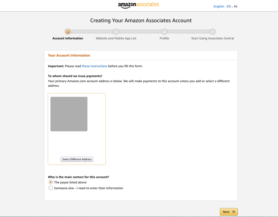 fill in information for amazon application