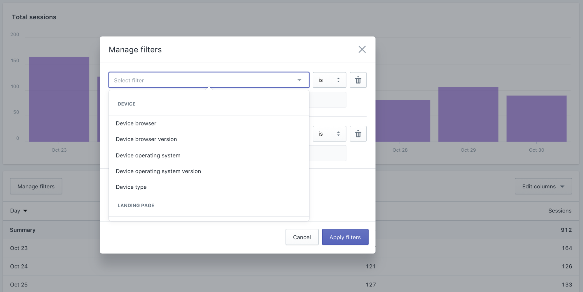 Shopify manage filters