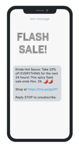 In einer SMS zu einem Flash-Sale werden Emojis genutzt.