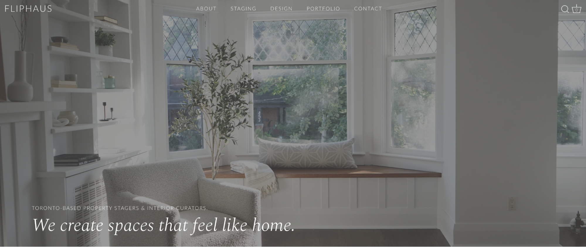 The homepage of home staging business, Fliphaus.