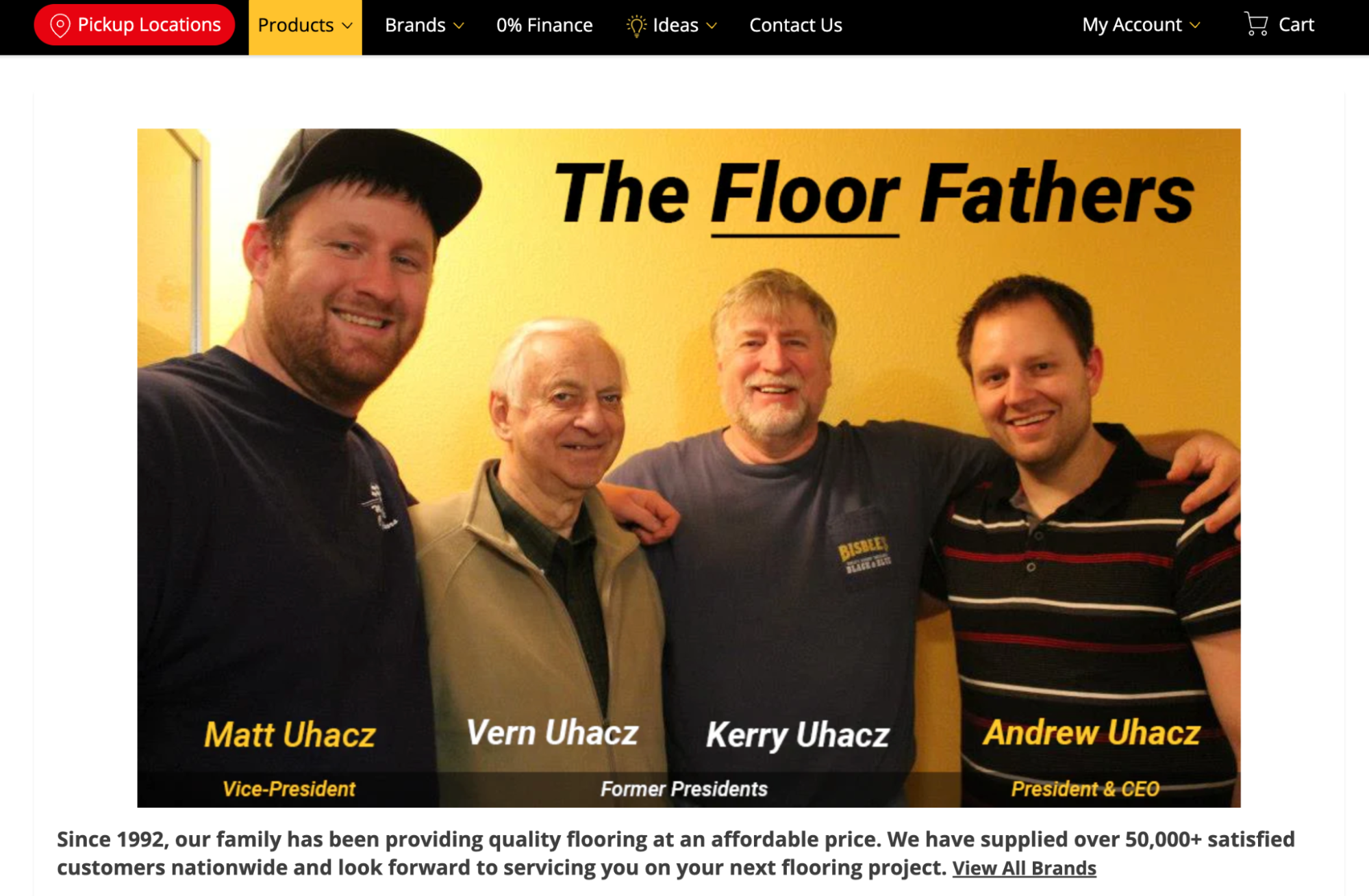 Floor City About Us page featuring the story of the Uhacz family.