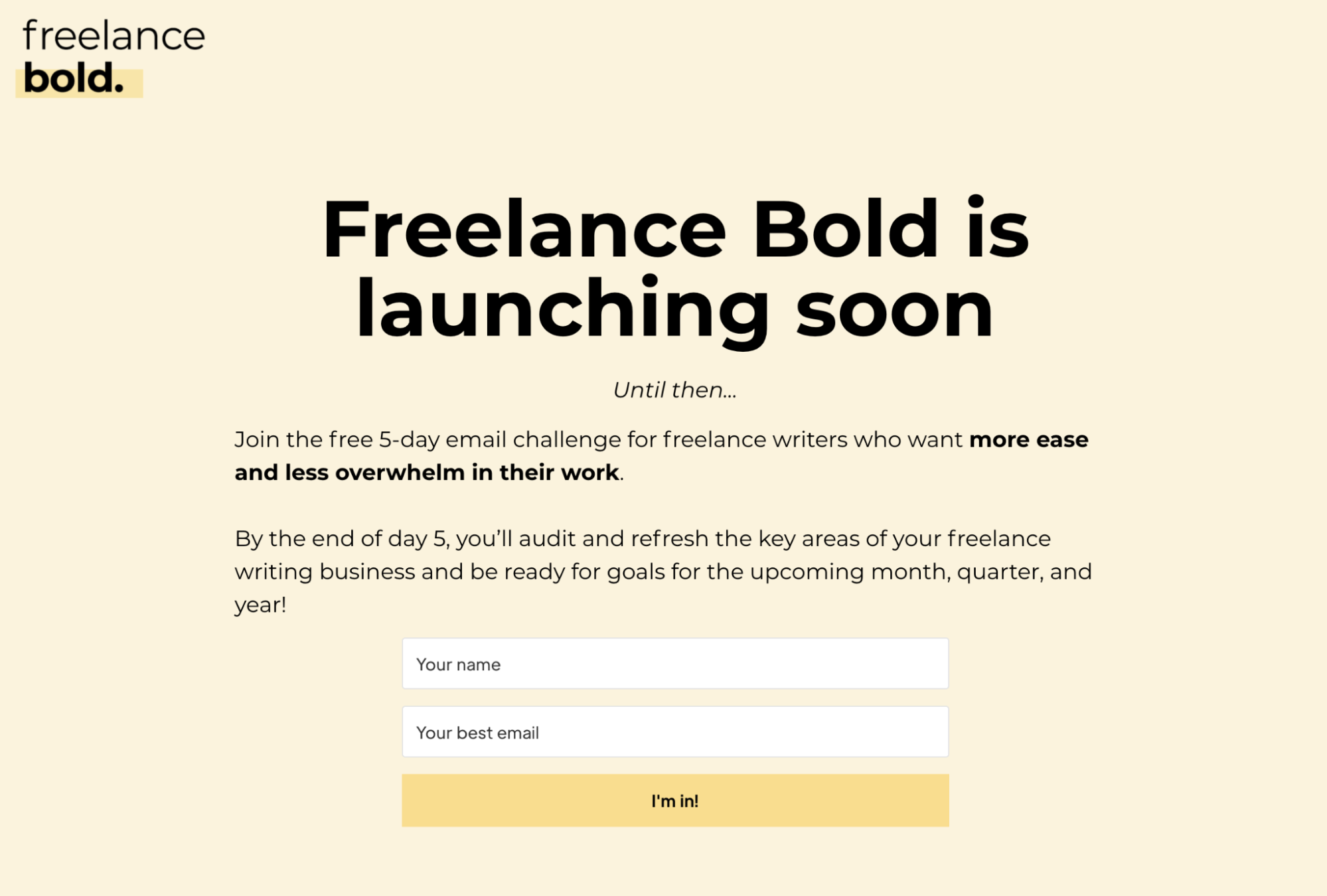 freelance-bold coming soon page