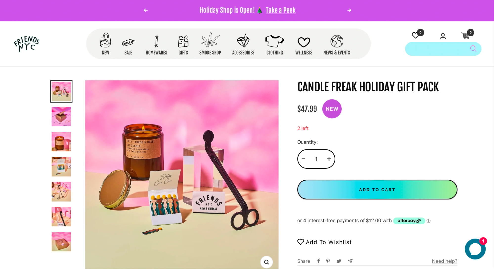 The candle freak holiday gift pack from Friends NYC