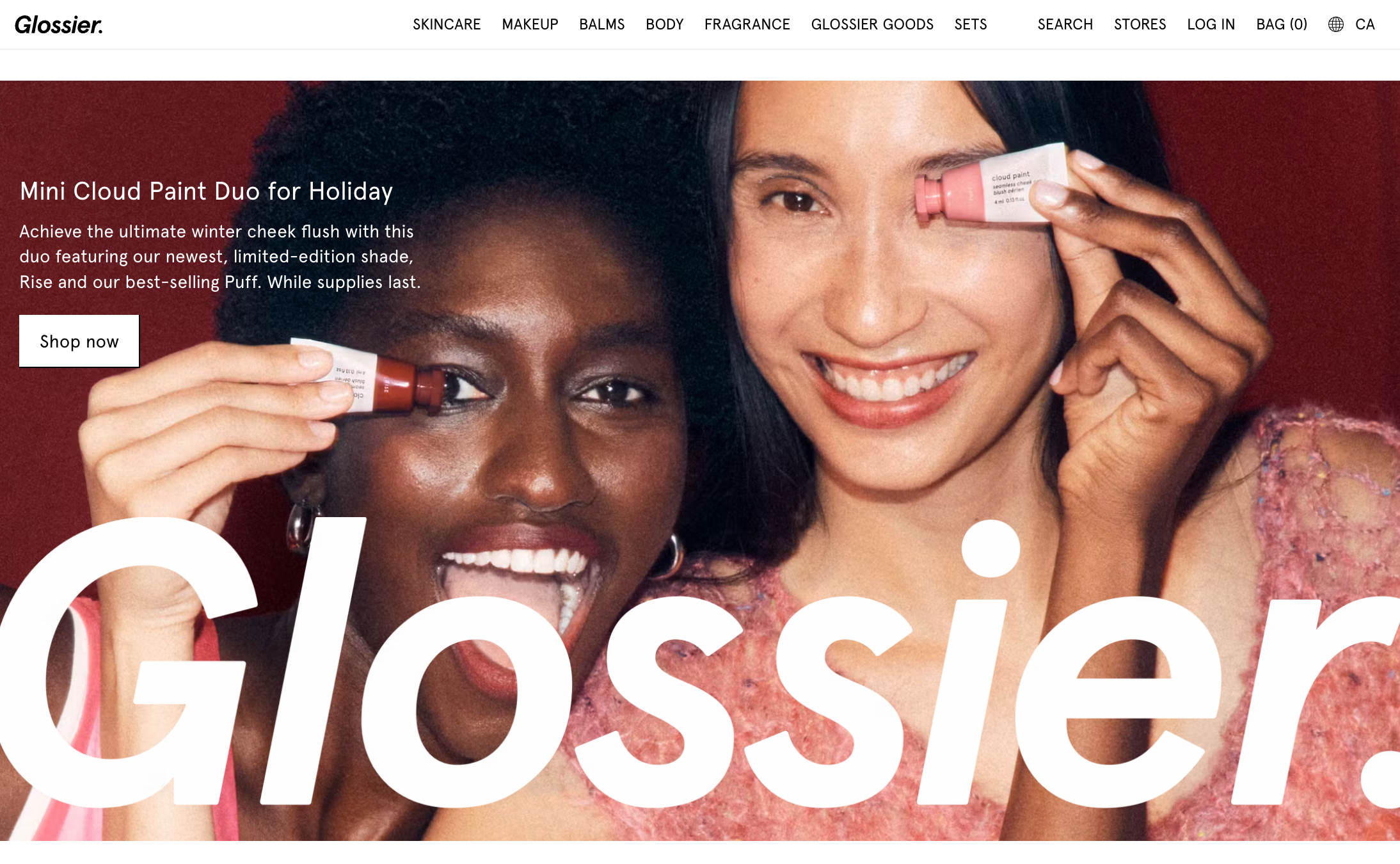 Glossier の e コマース Web サイトのページ