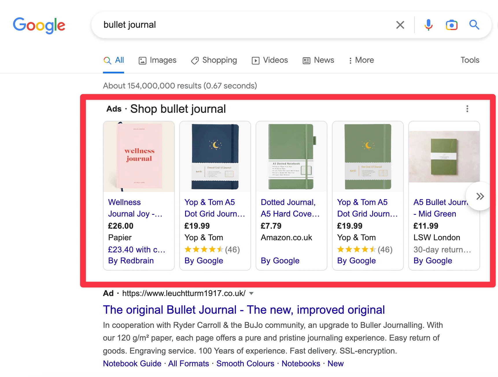 google shopping feed example