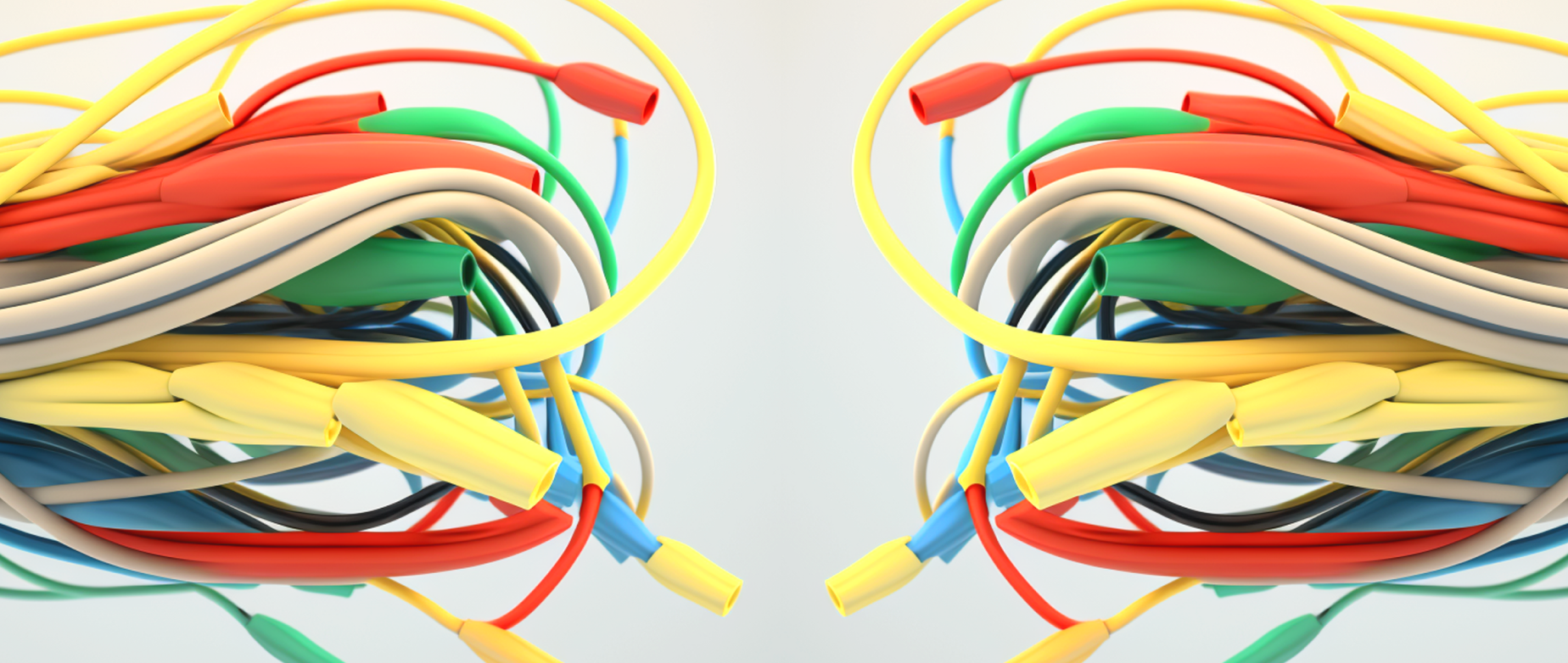 an illustration for a blog post about google ad extensions. It shows a variety of cables in different colors