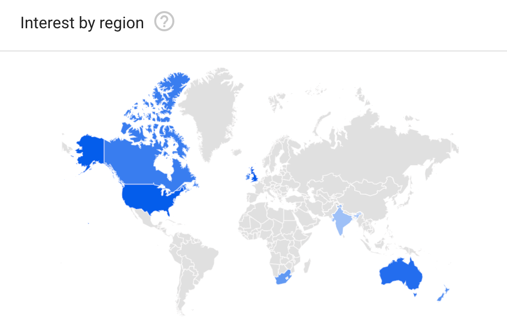 按地区划分的 Google 趋势兴趣