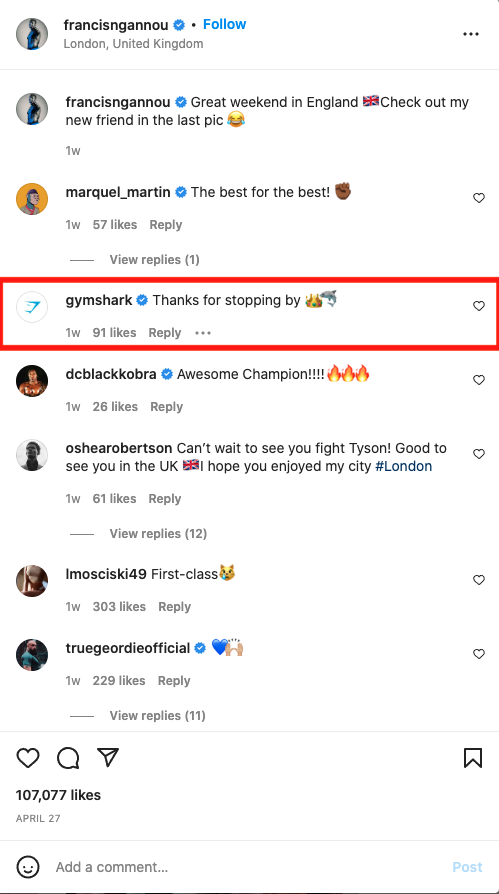 gymshark comments