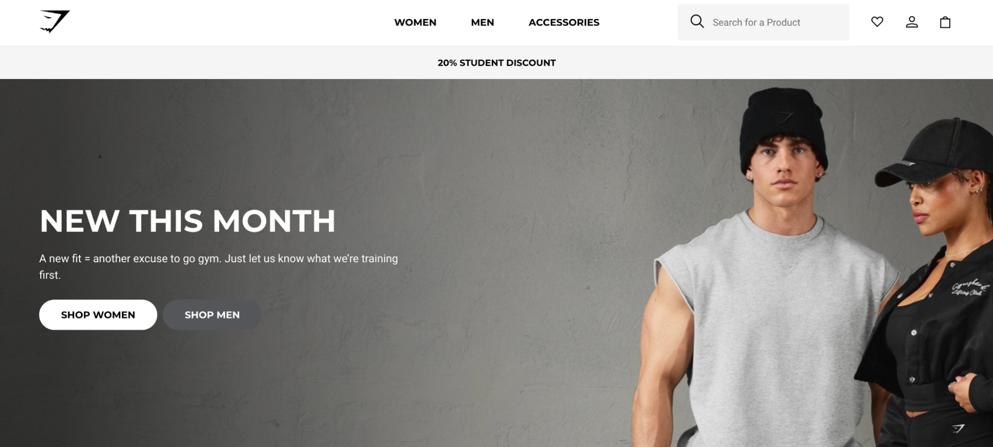 Screenshot of Gymsharks homepage promoting new products launched in the month