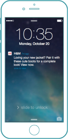 A personalized push notification from H&M on an iPhone