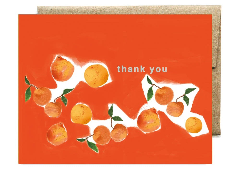 An orange thank you card
