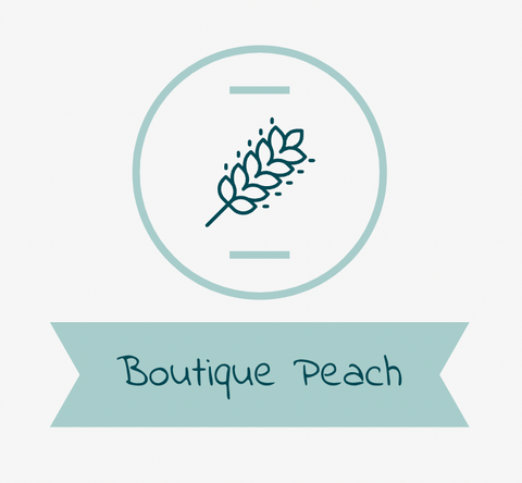 An example of a handmade logo design for a hypothetical brand called Boutique Peach made using Shopify’s free logo maker.