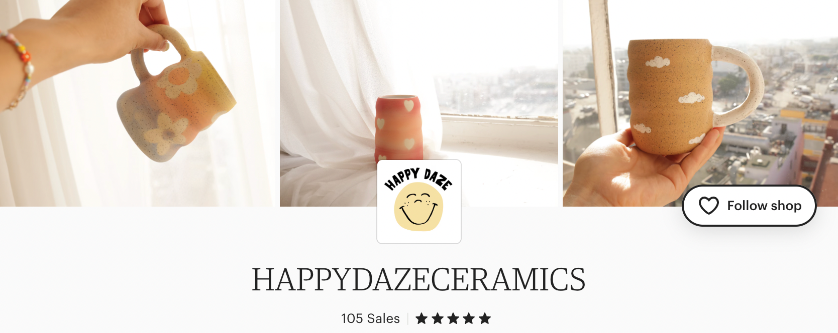 Screenshot of Happy Daze Ceramics’ smiley face logo.