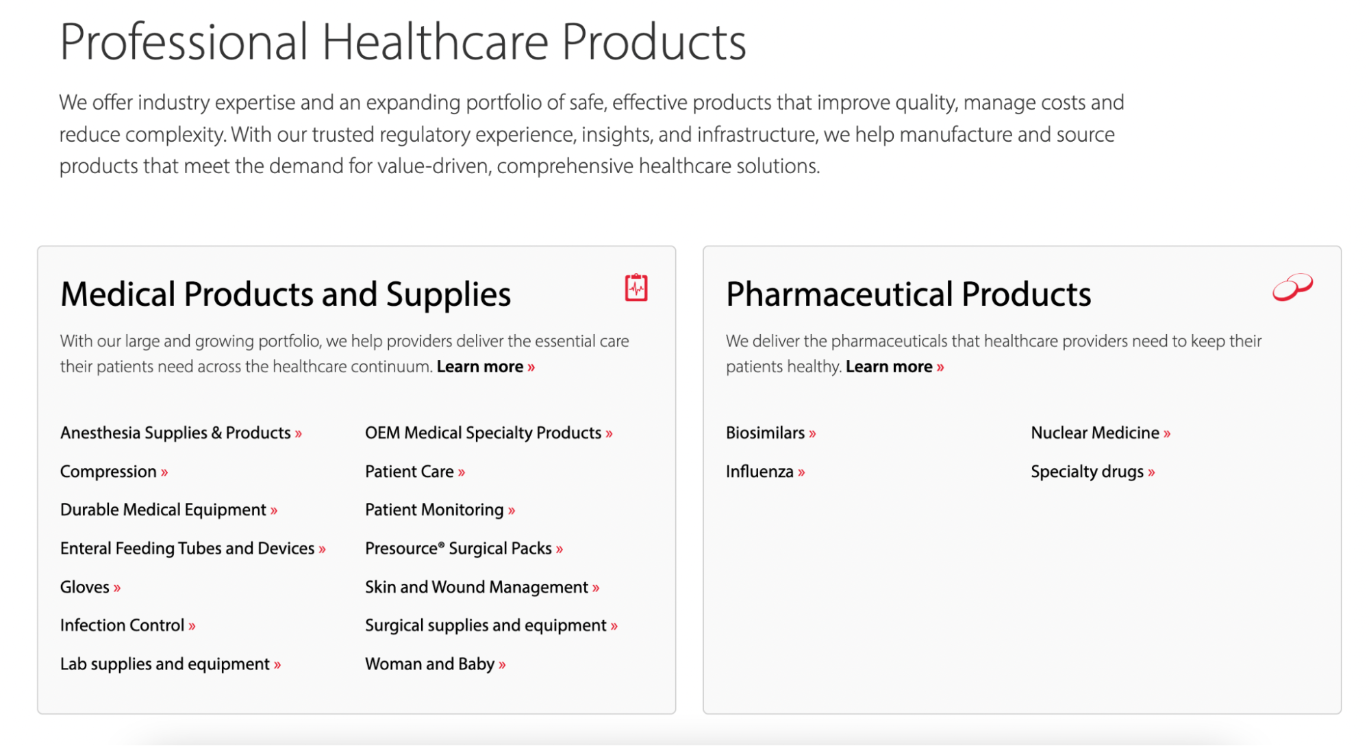 Cardinal Health’s wholesale website, selling medical supplies.
