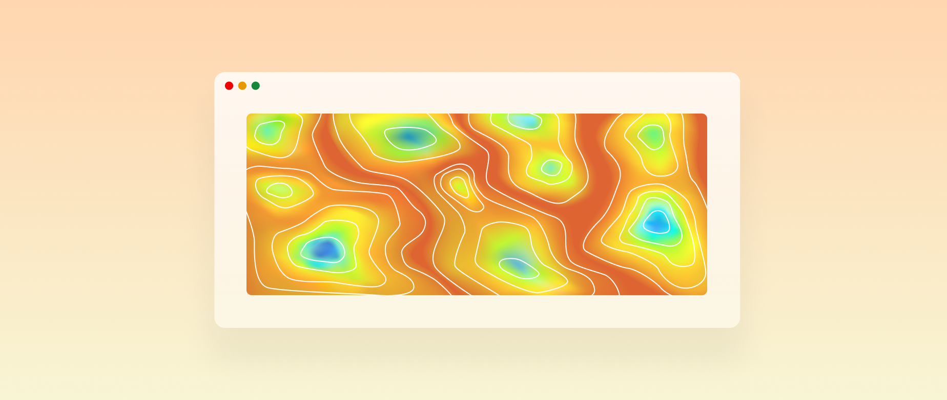 A heat map of an open browser window on a tan background.