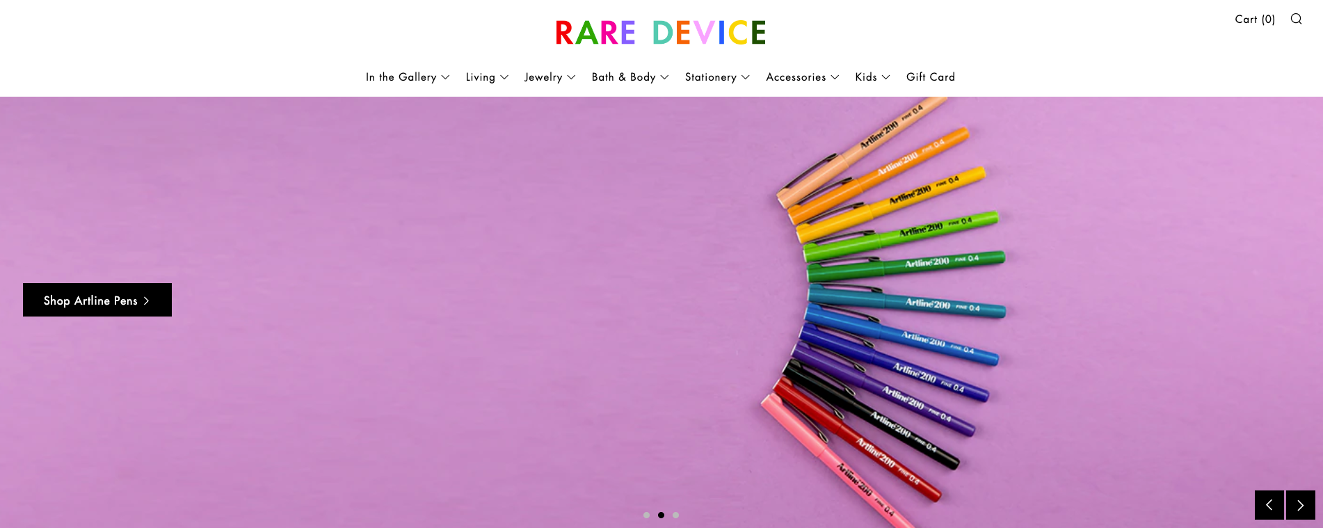 A screenshot of the Rare Device homepage