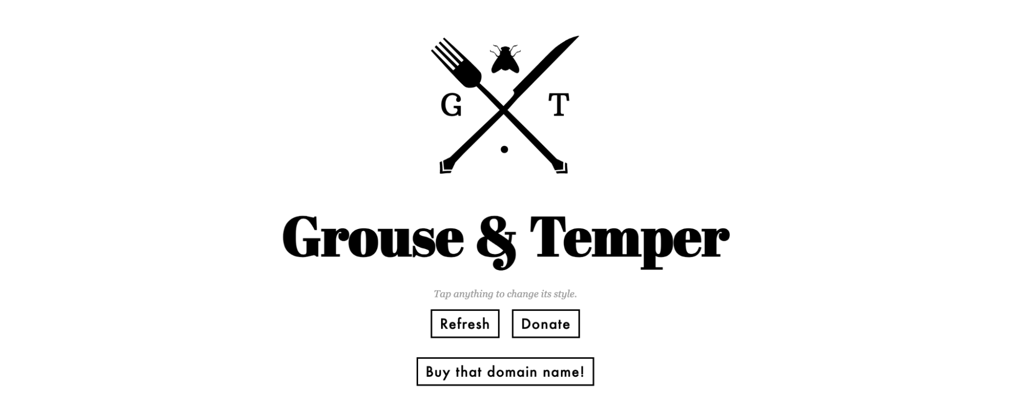 A generated store name and logo above buttons to buy a domain name or regenerate results.