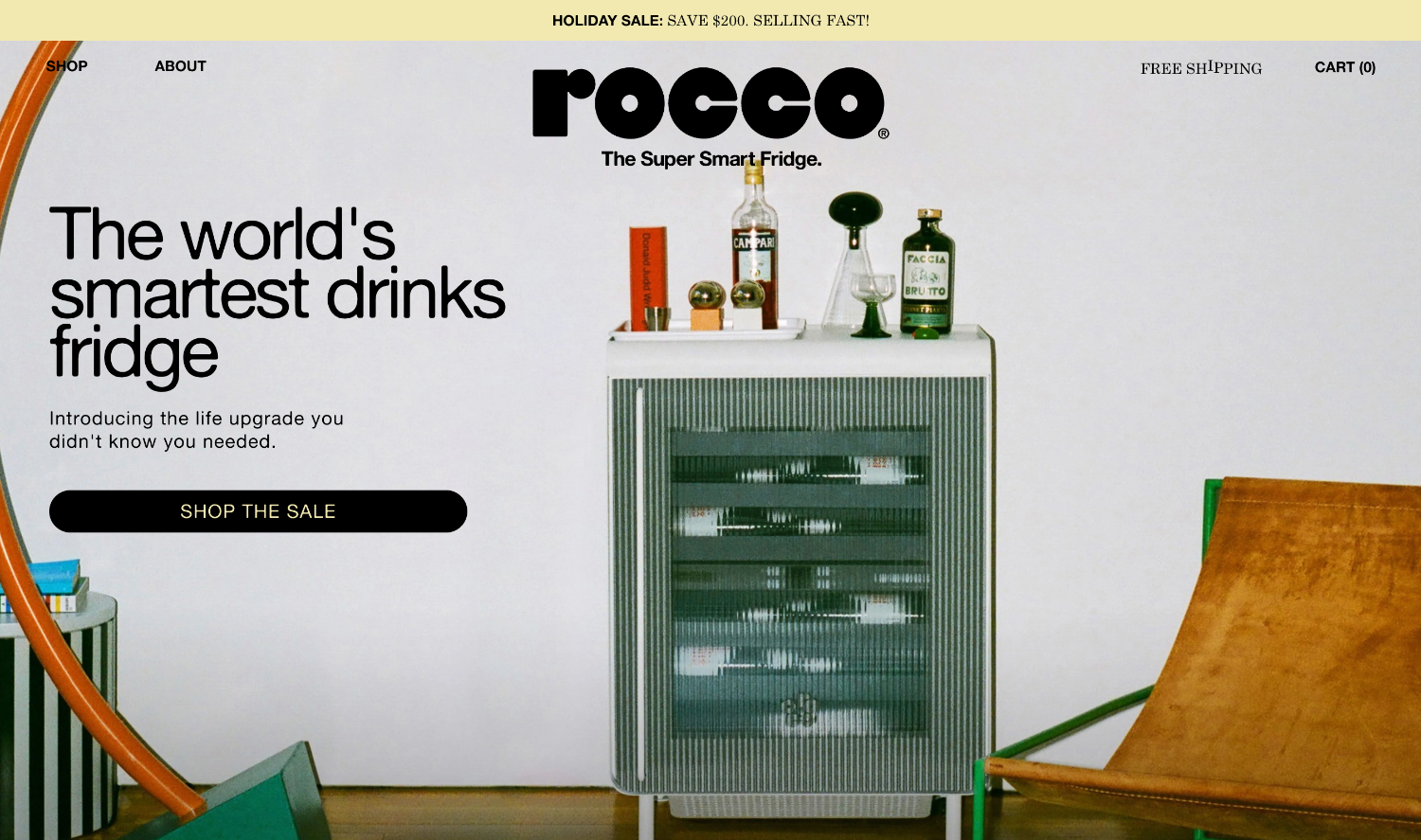 Homepage for the ecommerce website of brand Rocco