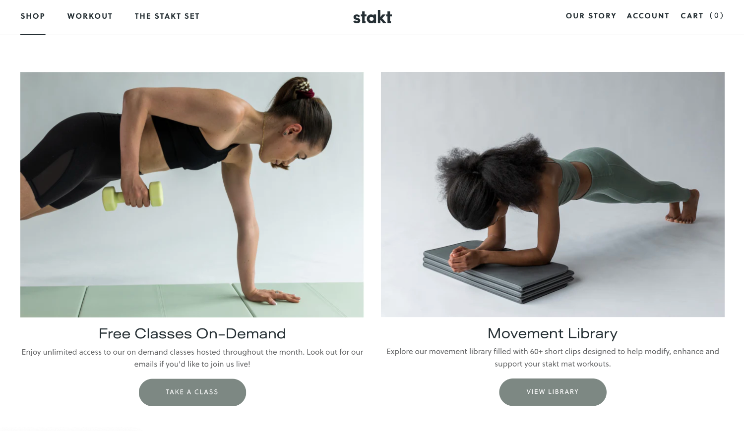Homepage for the ecommerce website of brand Stakt