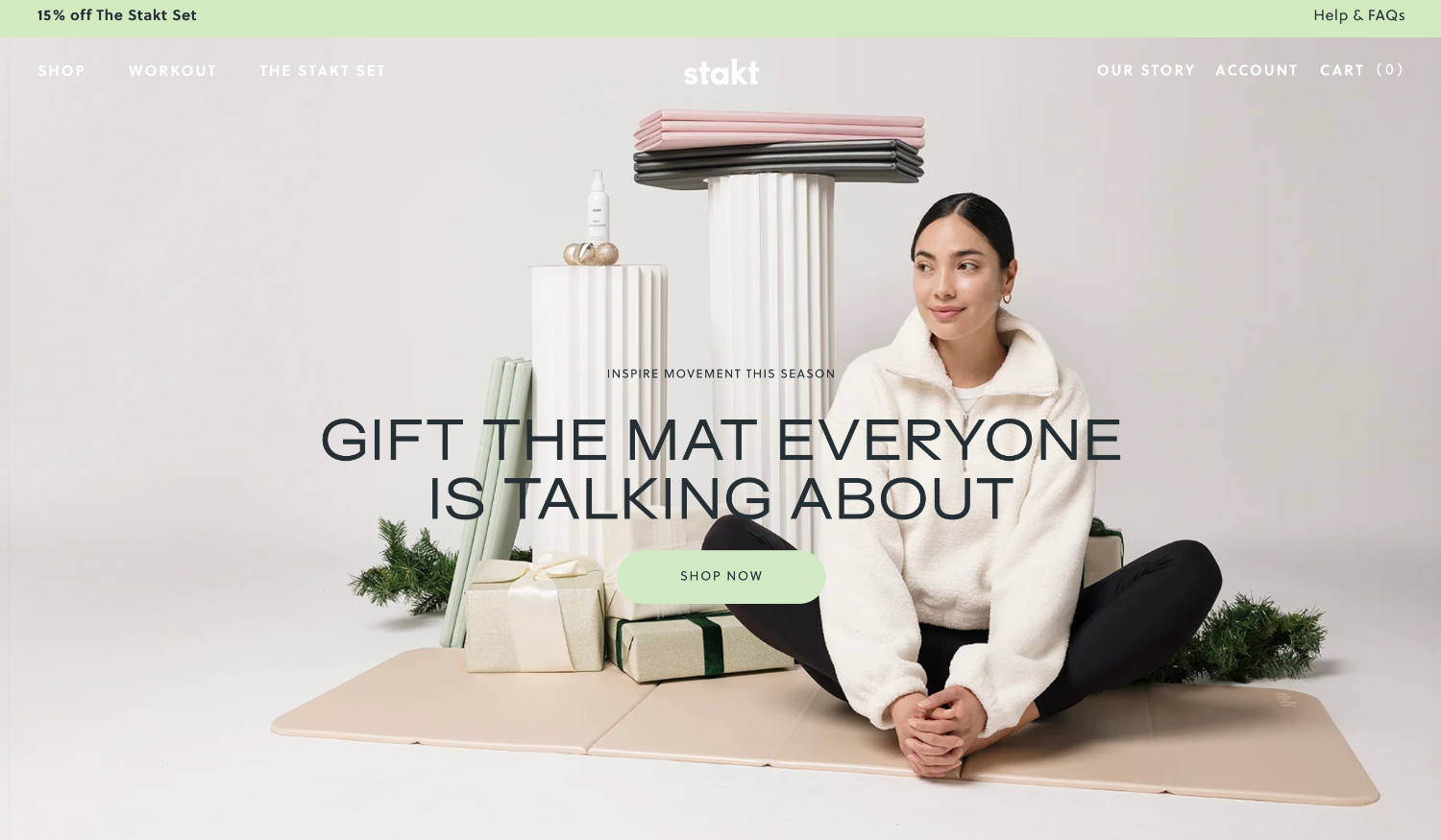 Homepage for the ecommerce website of brand Stakt