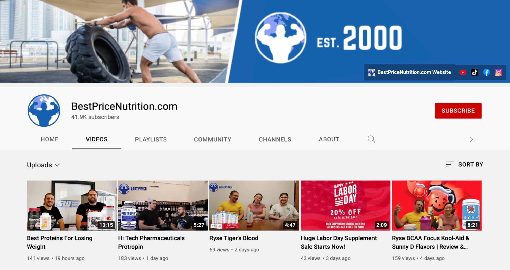 Best Price Nutrition’s latest YouTube videos on the best protein to lose weight and labor day supplement sales.