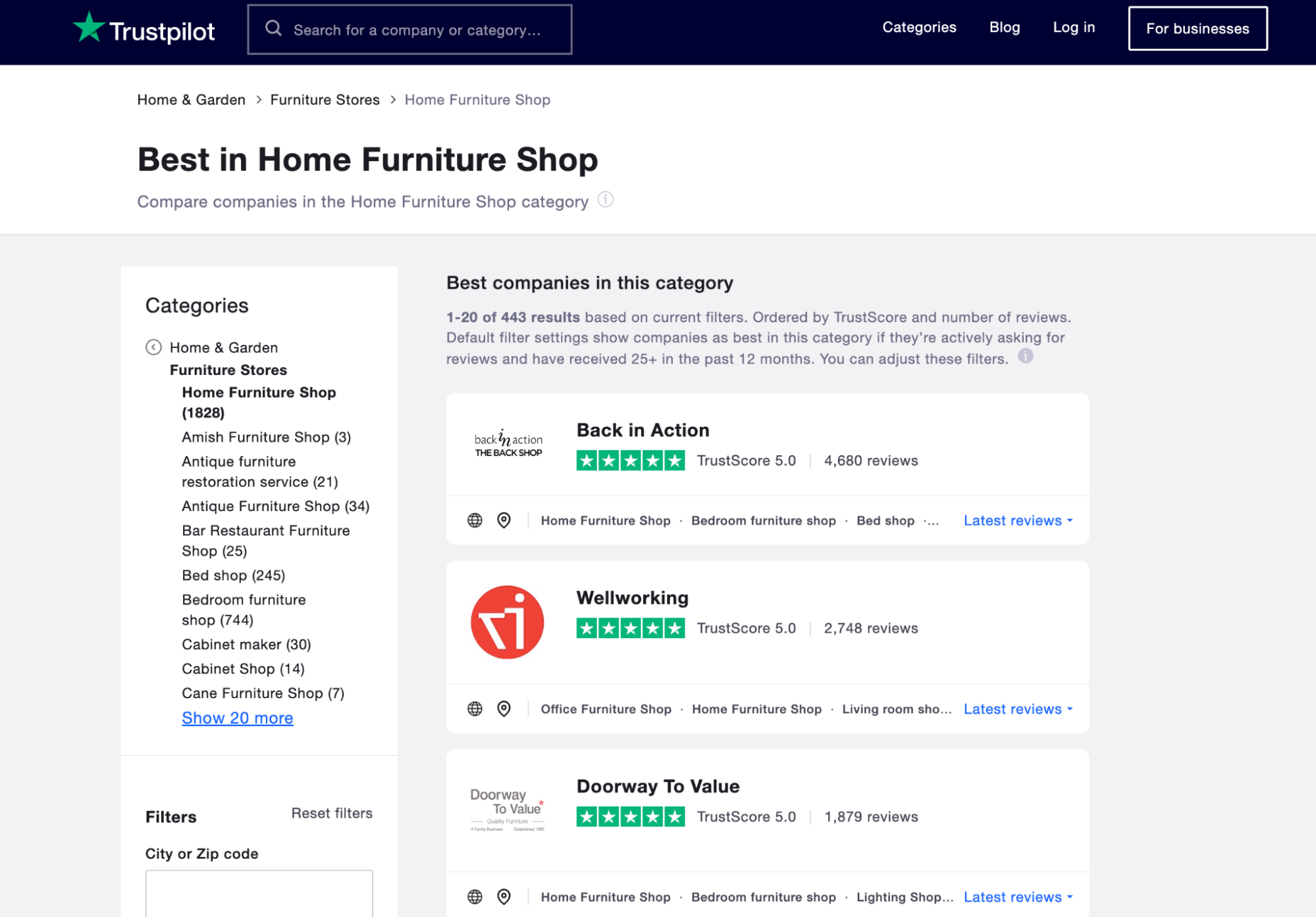 Trustpilot’s top rated home furniture shops based reviews and trust score.