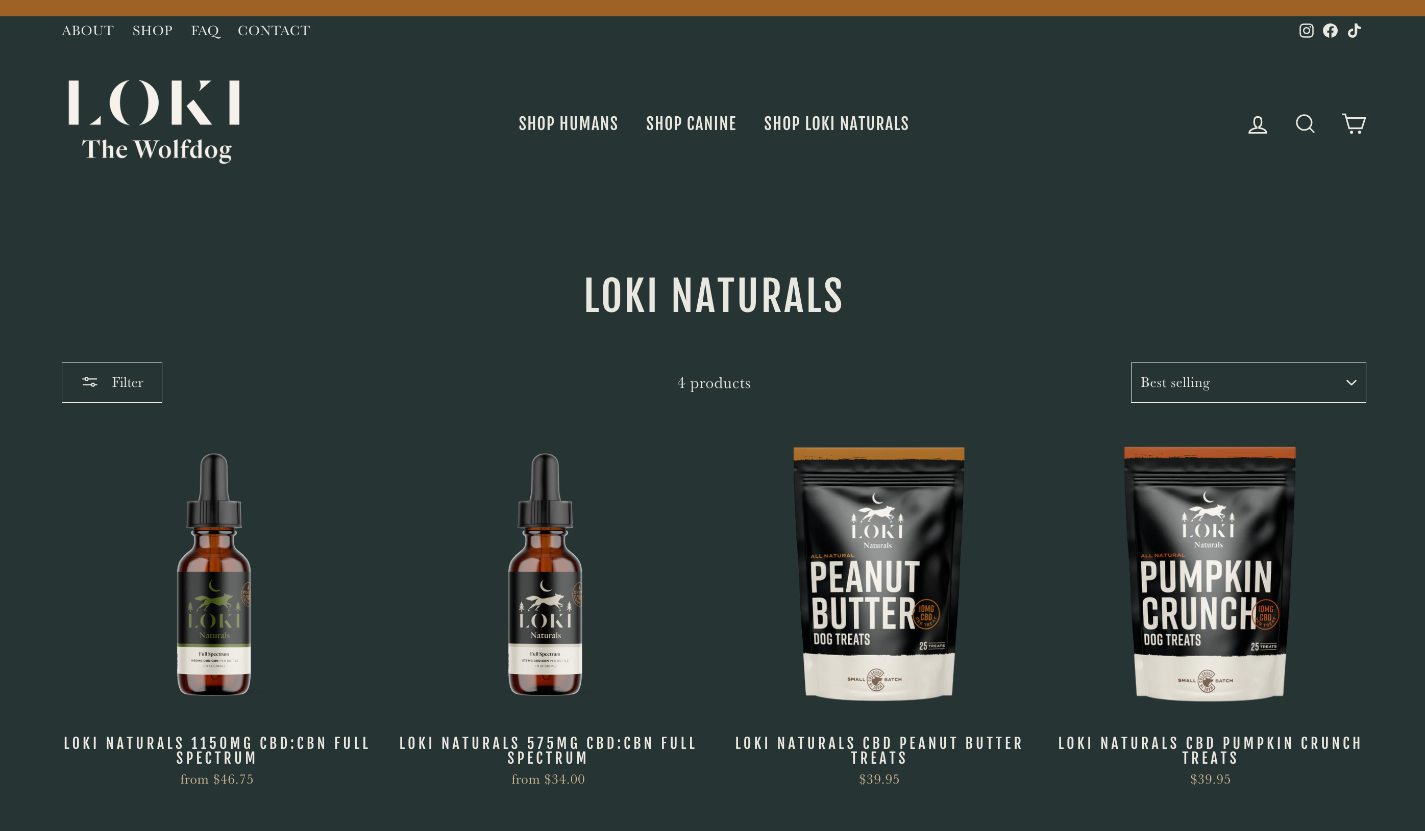 Ecommerce webpage for Loki Naturals