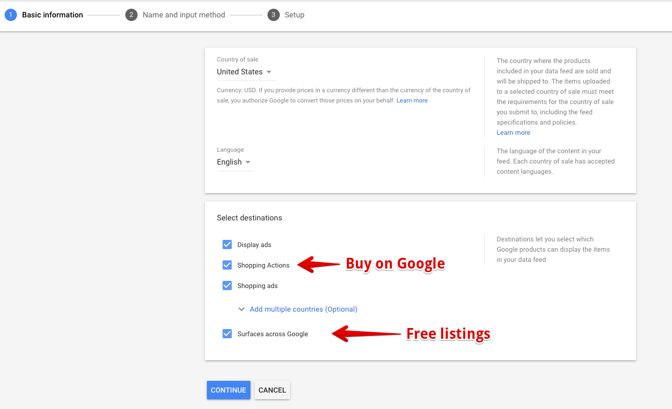 How to set up free listings and Shopping Actions
