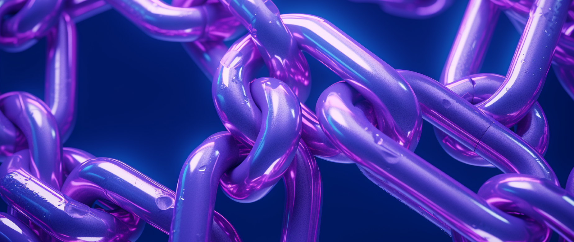 Tangled purple chain links on a dark purple background.