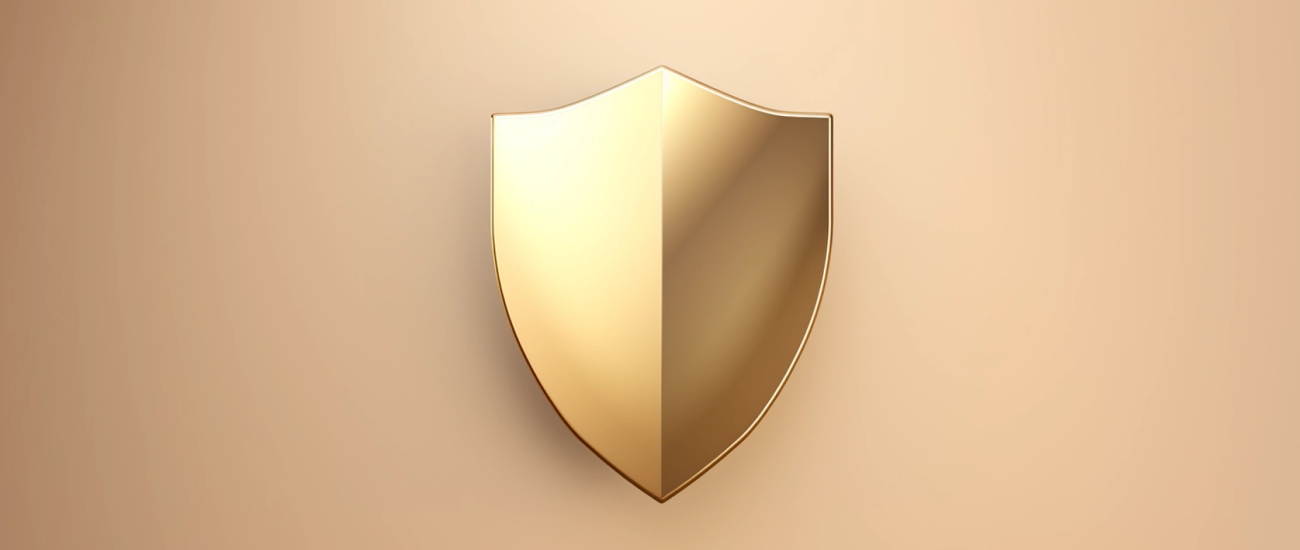 A gold shield on a light bronze background.