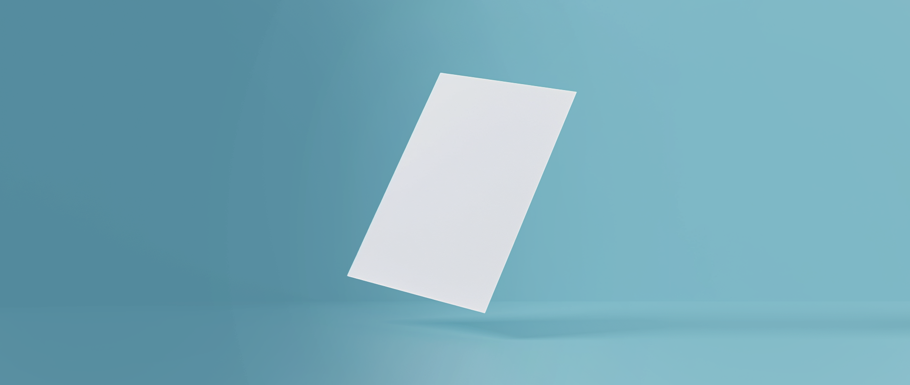 A blank white piece of paper on a blue background.