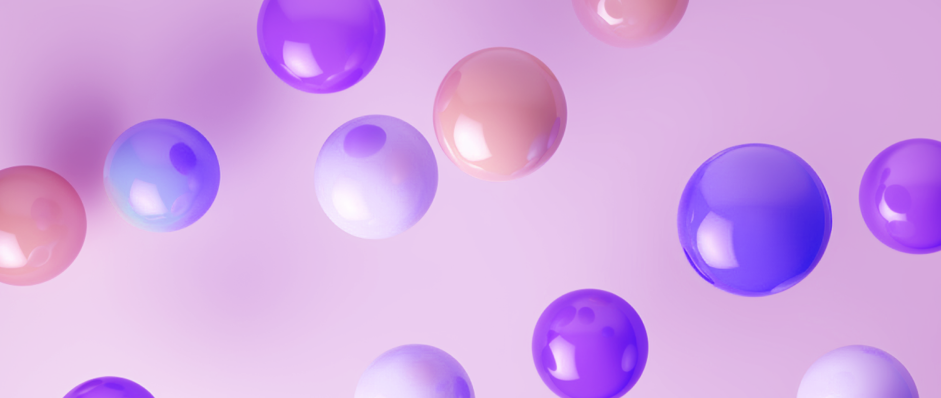 Multicolored balls bouncing on a light purple background.
