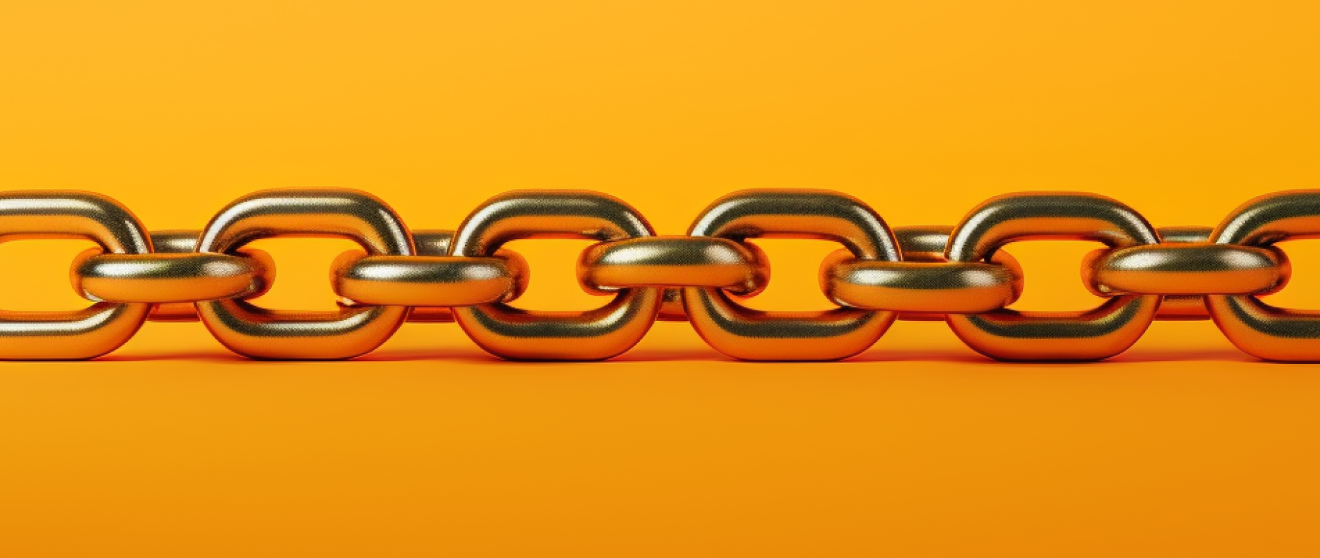 A gold chain against an orange background.