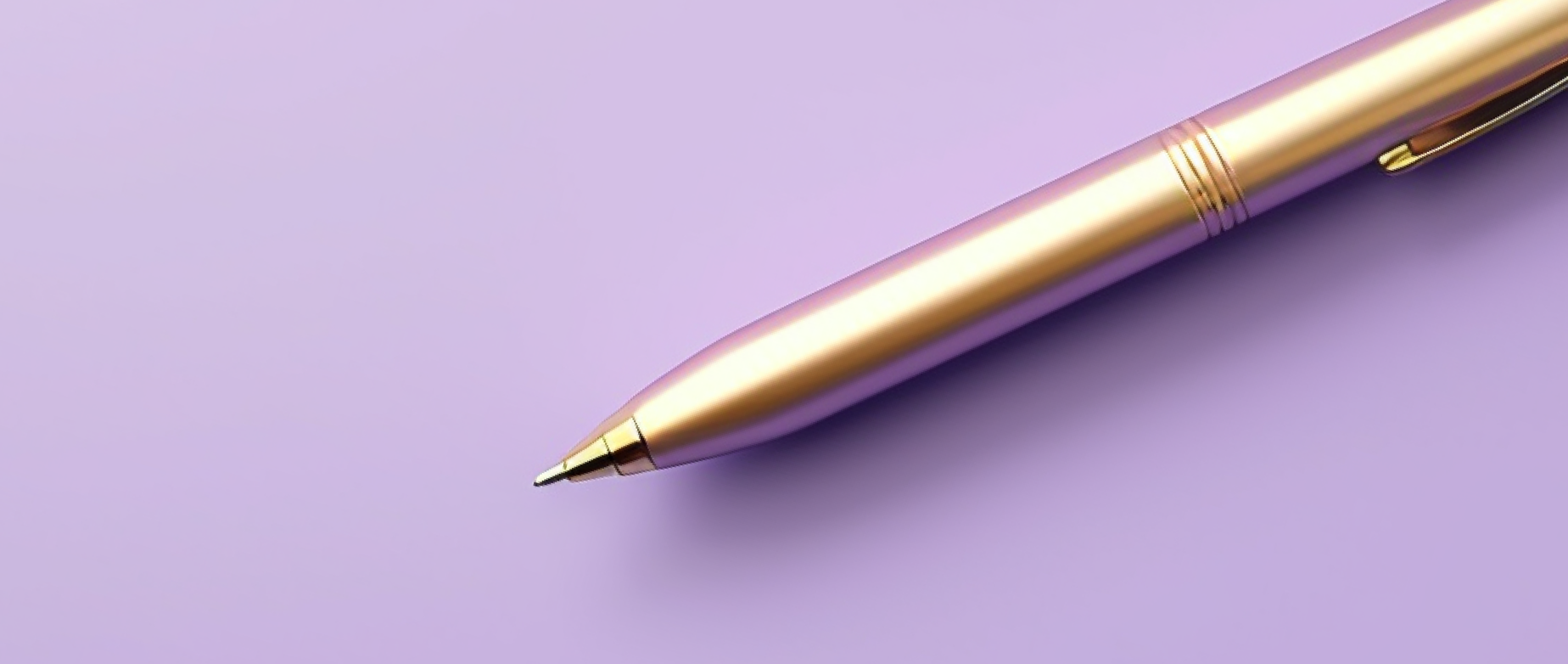 a gold pen against a purple background: how to write a professional bio