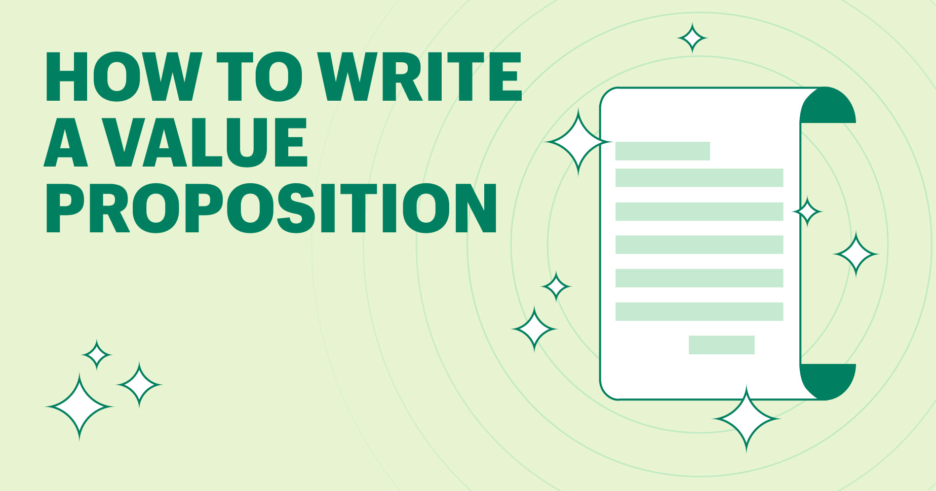 Graphic with title that reads "how to write a value proposition"