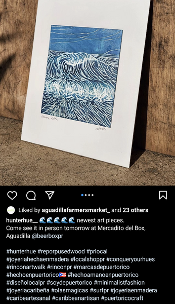 Hunterhue Instagram post with hashtags shows off a piece of art.