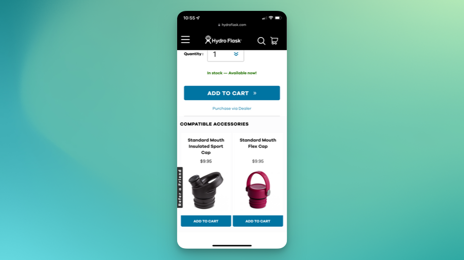 Image of Hydro Flask personalized recommendations on mobile website