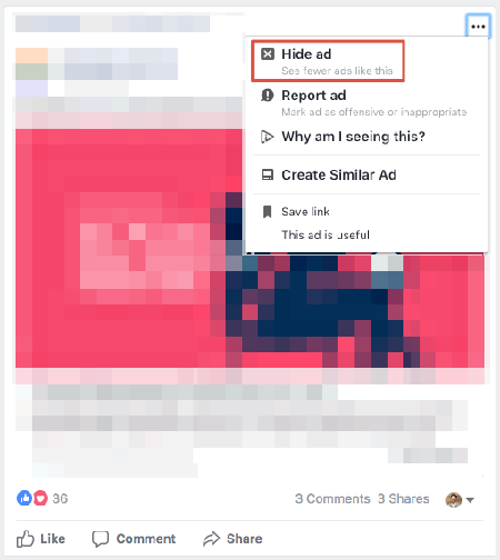 hide facebook ad
