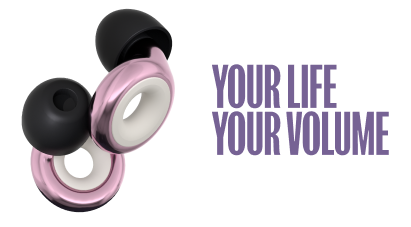 Loop Earplugs next to their slogan, “Your Life Your Volume”.