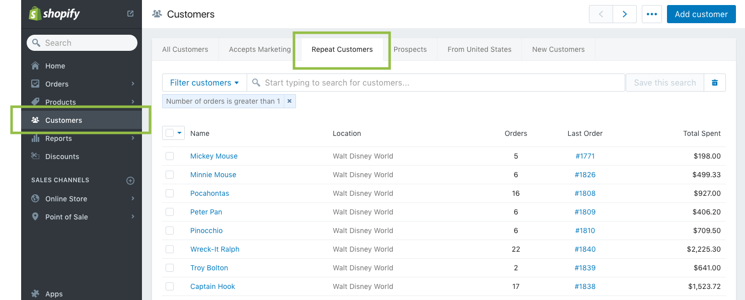 Screenshot of Shopify admin