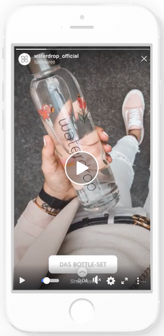 Image of an Instagram Story ad example from Waterdrop using a still image