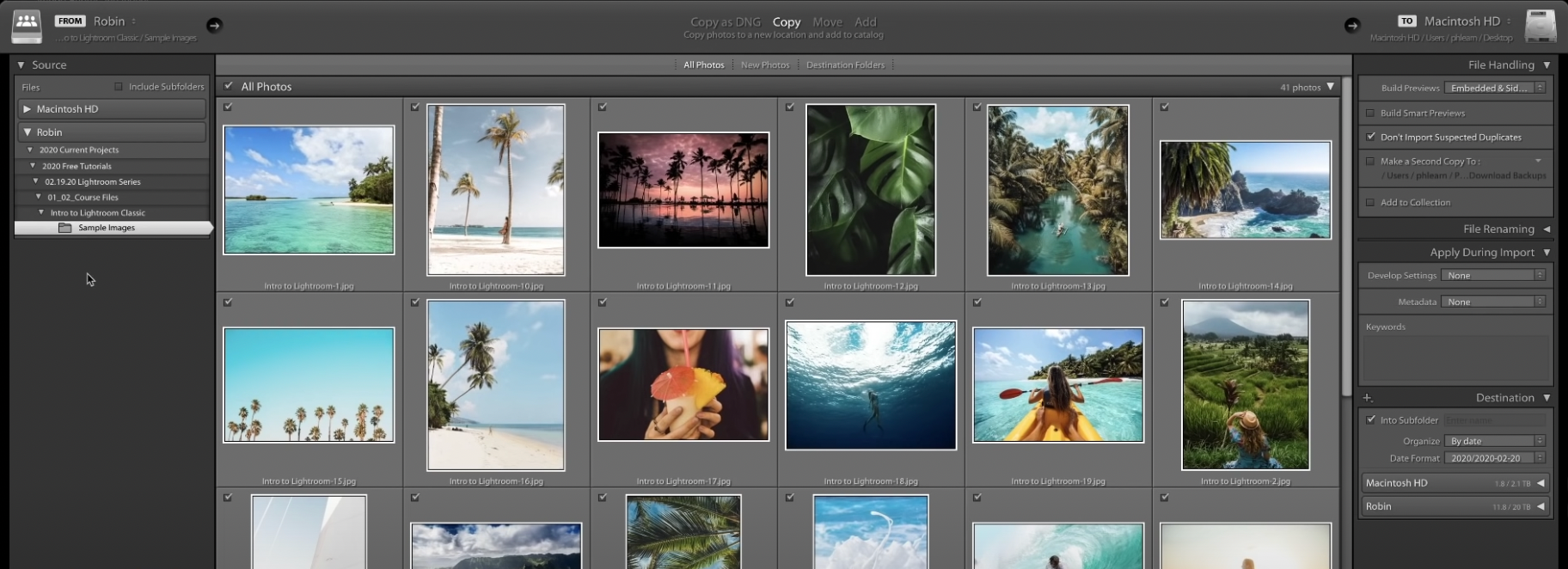 Select all images to import multiple photos at once.