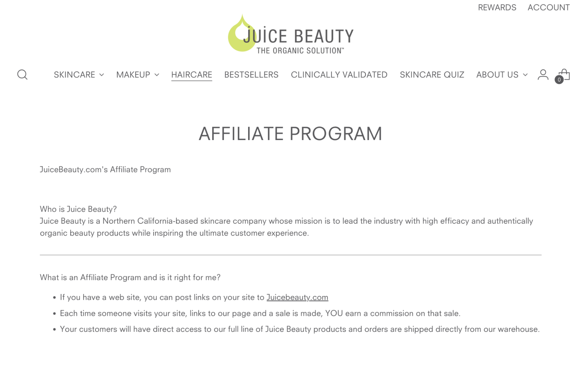 A screenshot of the Juice Beauty 