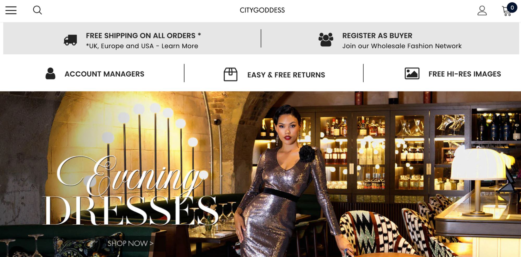 Screenshot of City Goddess website