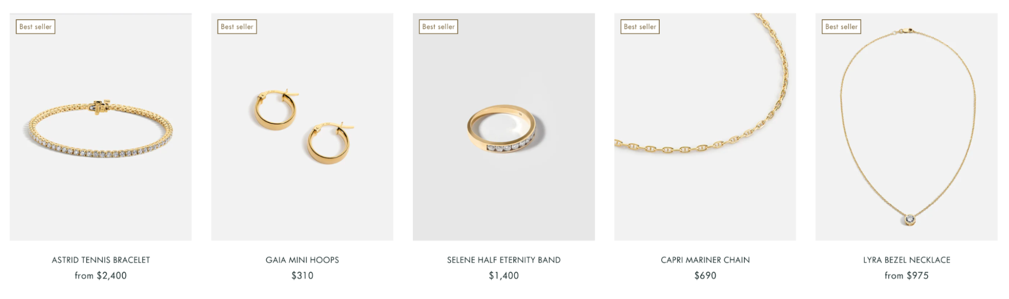 Elegant ROEN jewelry product photos with consistent white backgrounds for each product