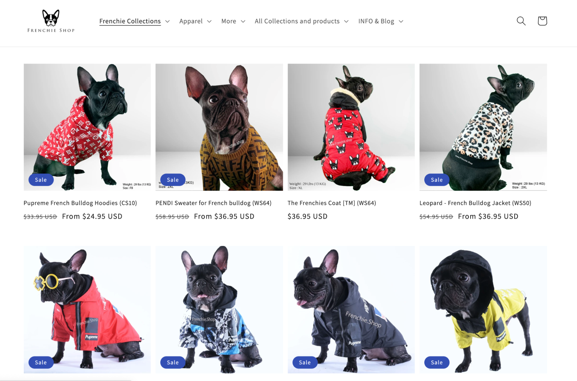 frenchie dog store speciality example