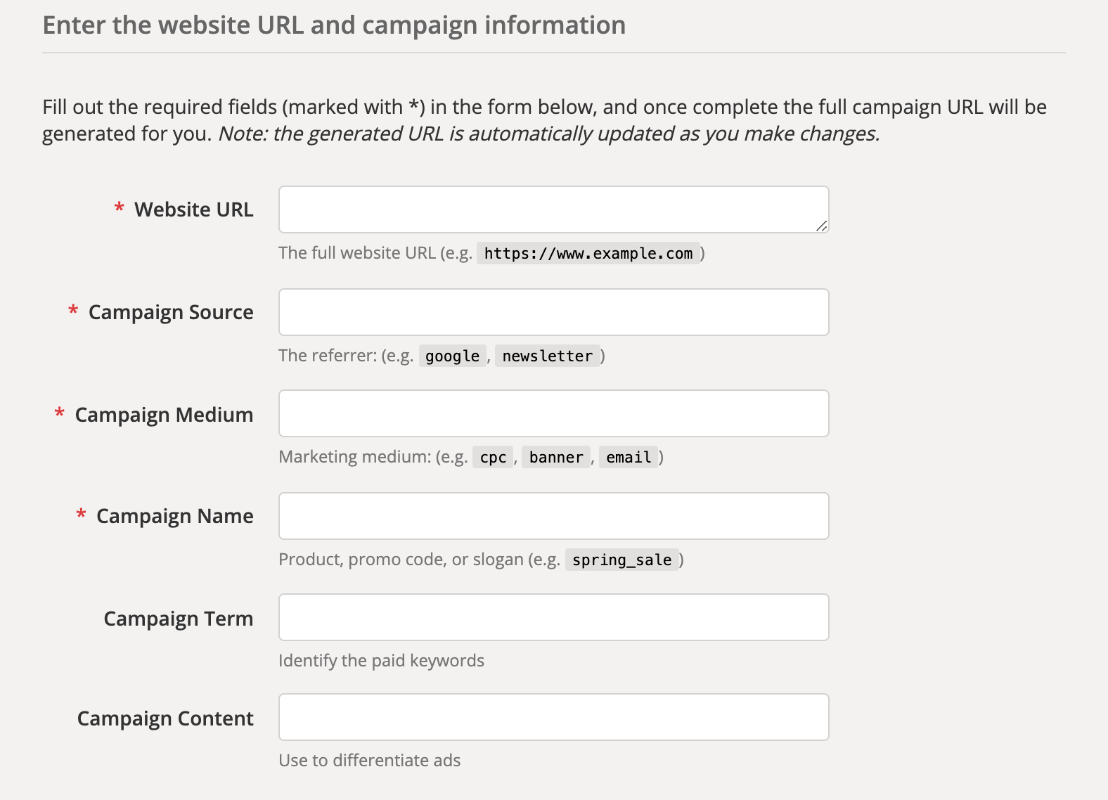 google's campaign url builder