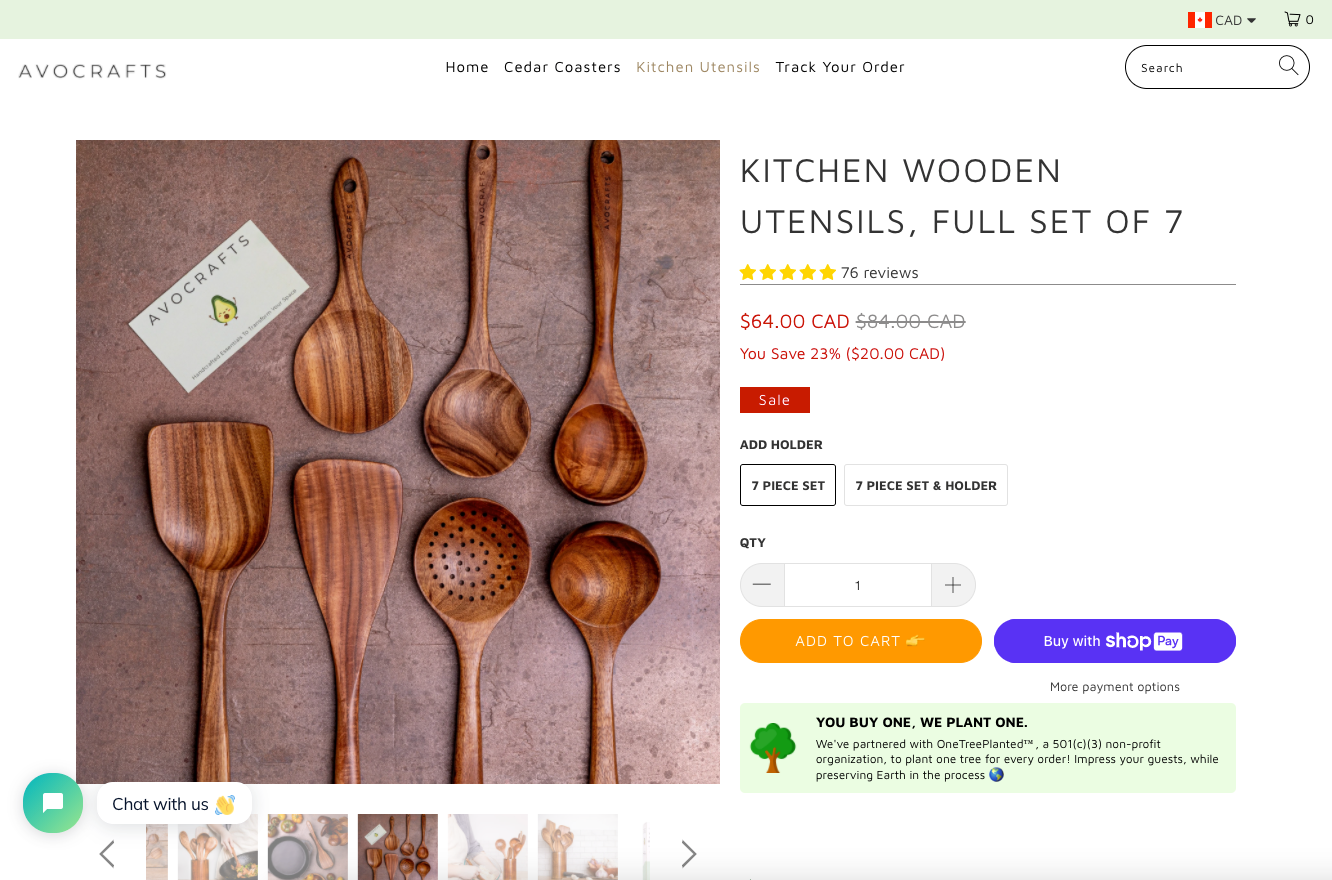 Wooden Kitchen Utensils Set - Wood Cooking Spoons - Wooden Utensils -  Avocrafts